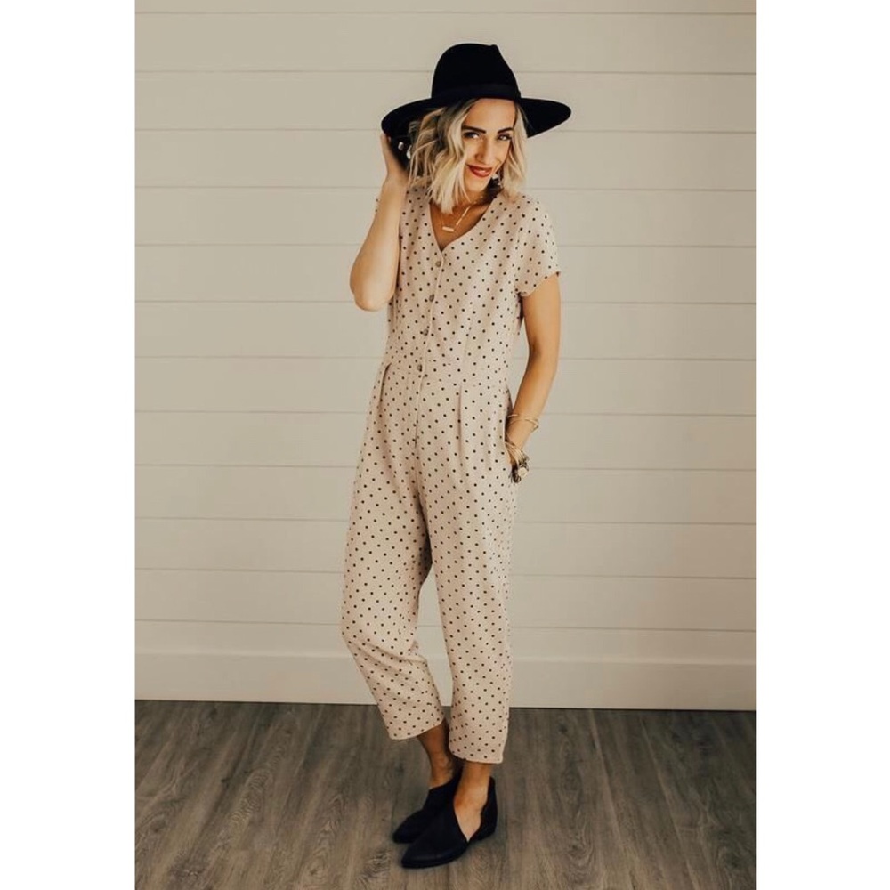 Black Jumpsuit w/ Purple Polka Dots - Picture 2 of 6